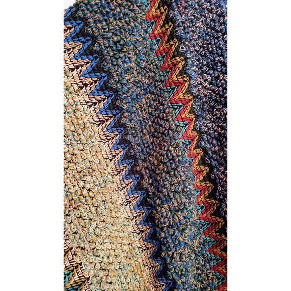 Colorful Cobalt Crochet Patterned Ruana - Picture 6 of 6